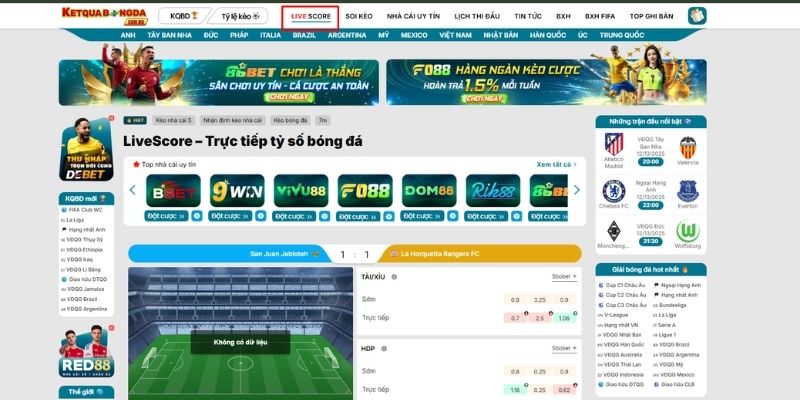 Toàn cảnh hệ thống cập nhật tỷ số trực tiếp theo thời gian thực